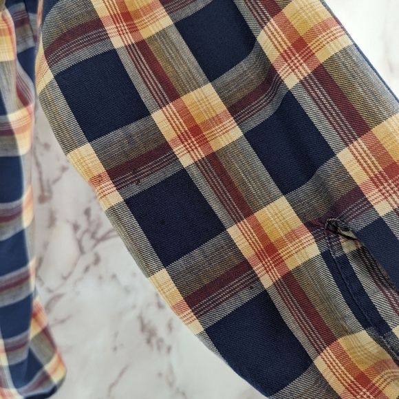 Vintage Levis Shirt Mens Small Blue Orange Plaid Pearl Snap 80s Workwear Cowboy - Picture 12 of 15